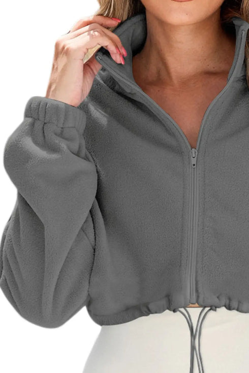 'Amity' Zip Up Cropped Jacket - Celes Fashion